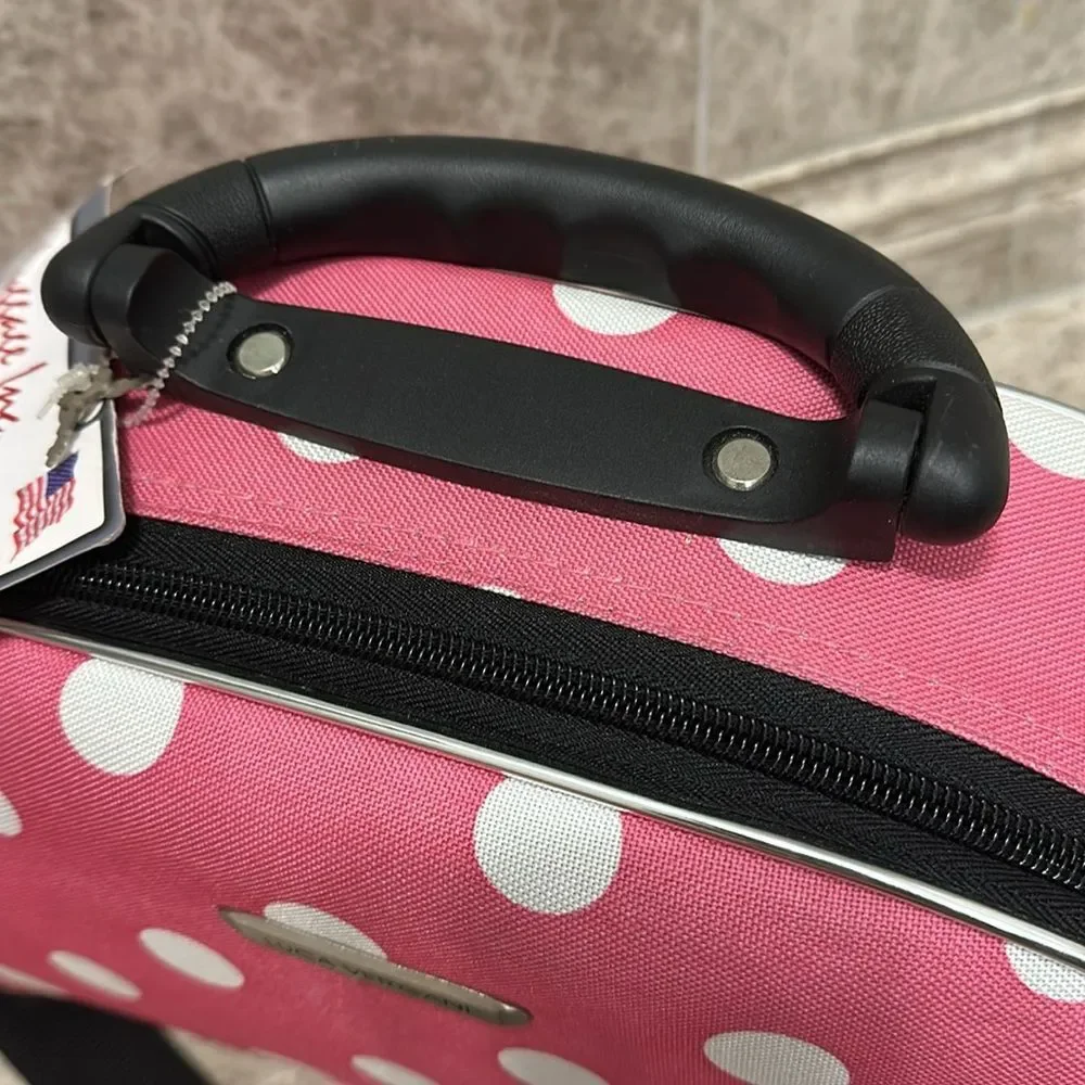Rockland Luca Vergani Cosmetic Case NEW Pink Polka Dots Large Size